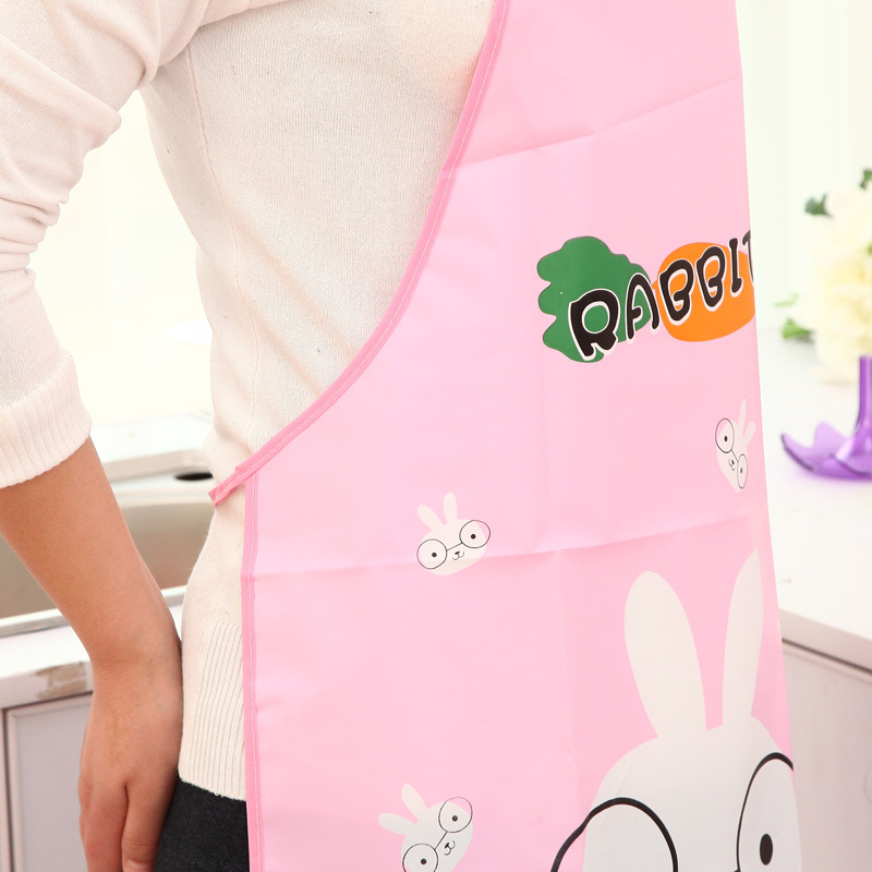 Korean-style Cute Cartoon Printed Waist Adult Neck Apron Kitchen Oil-proof Clean Sleeveless Half-length Apron