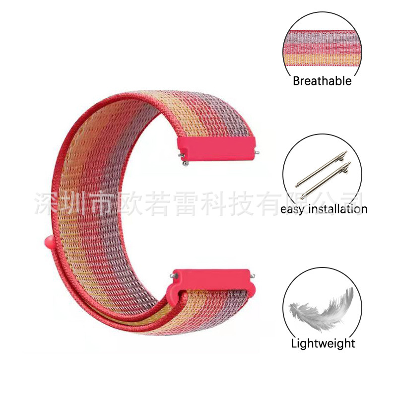 Suitable for Samsung S2S3 Huawei Jiaming 20mm nylon woven sports loop Velcro watch strap factory direct sales