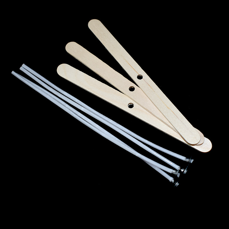 Miaohe 20-strand 40-strand cotton thread wax core homemade diy aromatherapy candle ghee wick with wooden candle holder