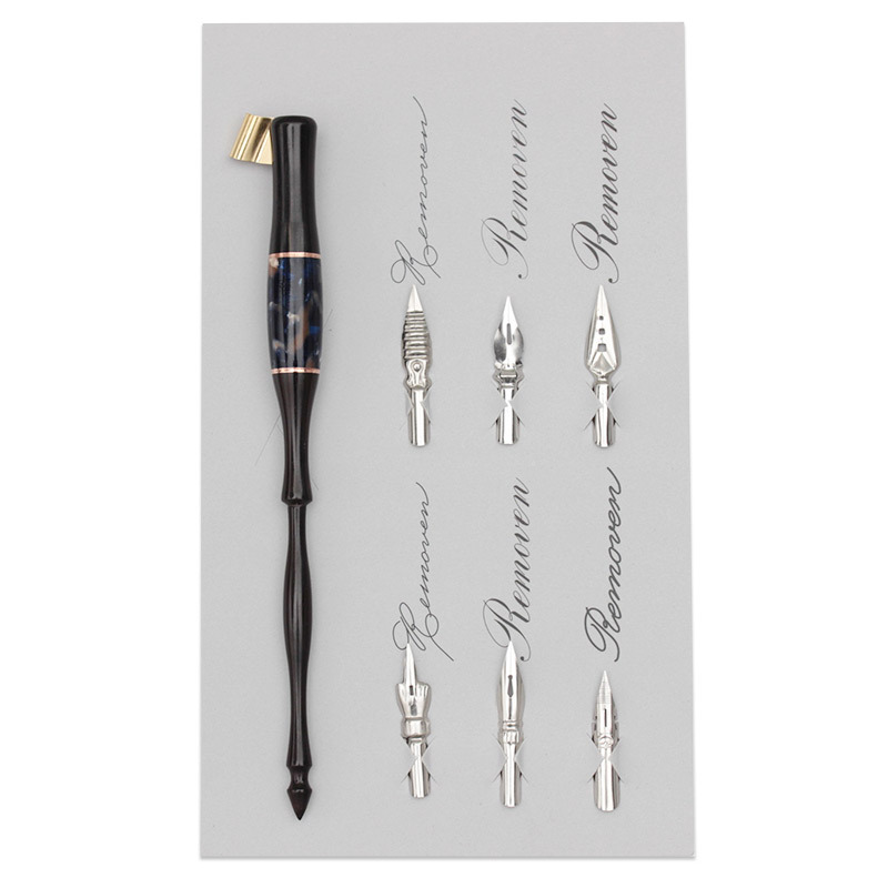 Dip Pen Set Feather Ink Oblique Es Point Tip Beginner Practical Comic Round Flower Handwriting English Calligraphy Fountain Pen
