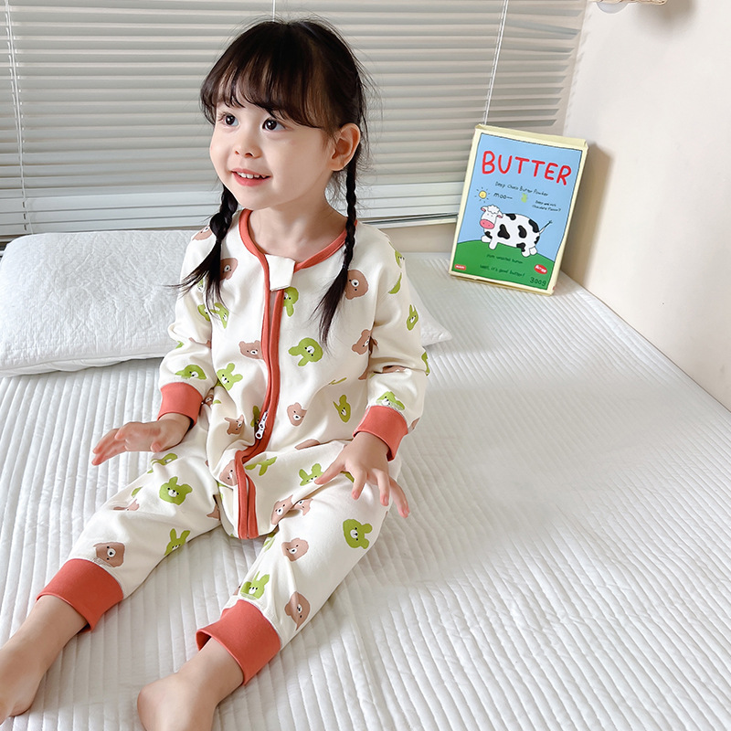 Baby Sleeping Bag Spring and Autumn Baby Boneless Anti-kick Quilt Cotton Leg Split Winter Boys' Girls' Four Seasons Children's Jumpsuit