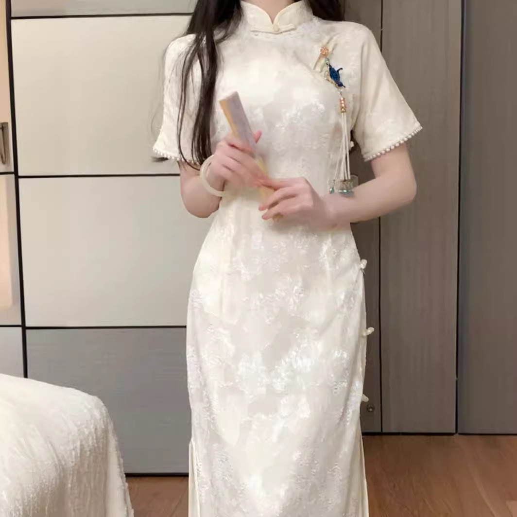 2024 Summer New Chinese Han Element Pure Desire Style Improved Cheongsam Retro National Style High-end Super Elegant Mid-length Dress