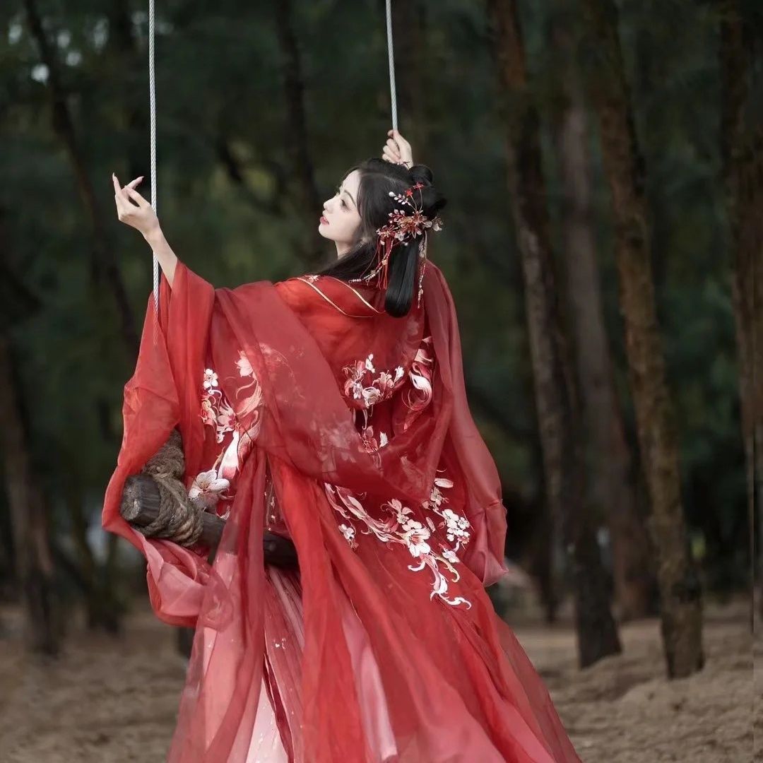 Lingxiuge [Nine-Tailed] 2023 Original Myth Series Long Sleeve Shirt and Hezi Skirt Spring and Autumn Hanfu Women's Set