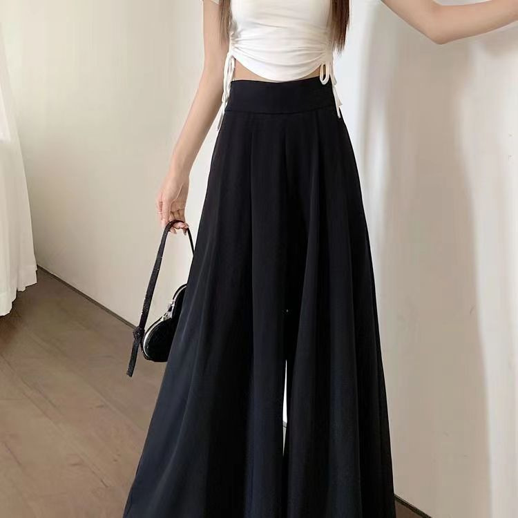 Women's 2024 Spring and Summer Thin Pleated Suit Pants High Waist Draped Slimming Casual Trendy Skirt