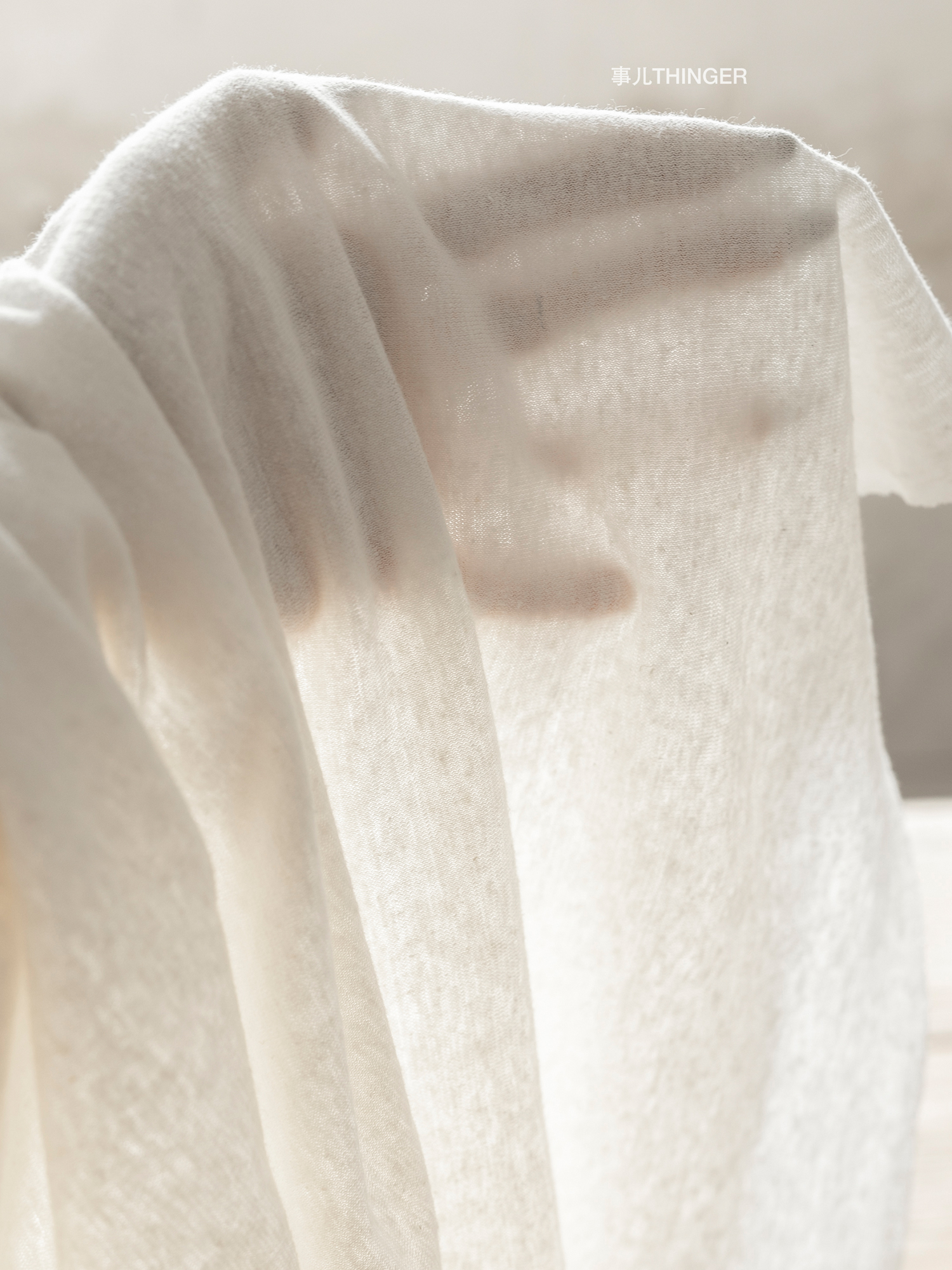 Thinger White Hemp Thin Knit 55% Hemp 45% Organic Cotton with Cotton Seed Designer Fabric