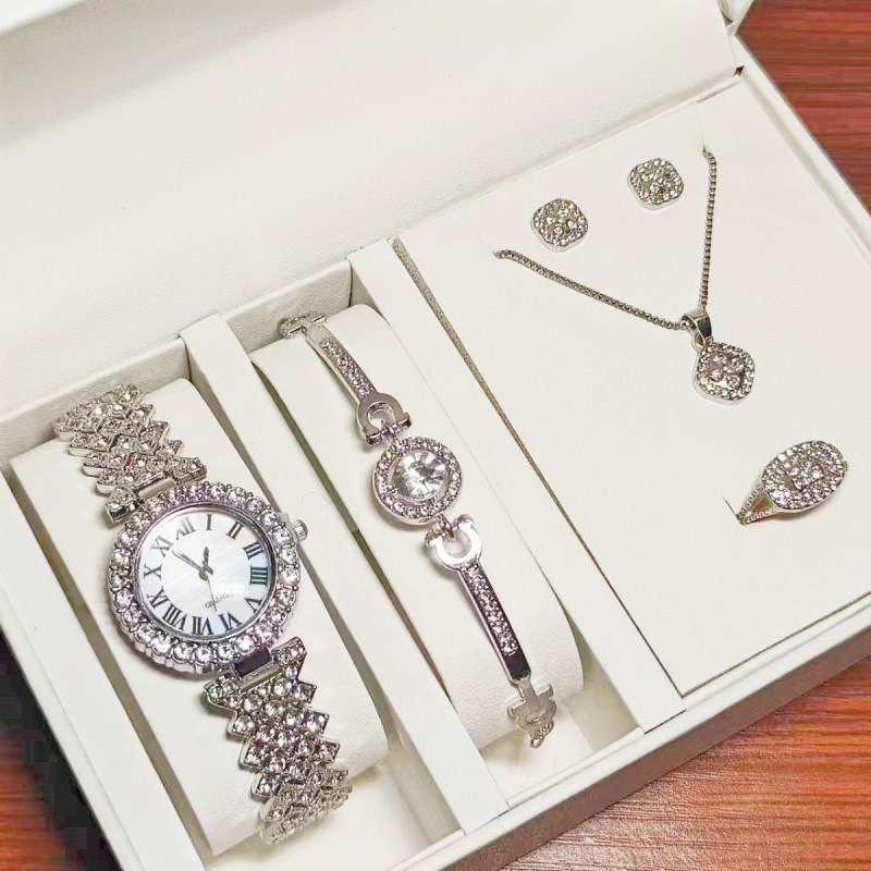 Authentic Luxury High-End Gold Three-Piece Jewelry Set, Fashionable Valentine's Day European and American Foreign Trade Full Diamond Jewelry