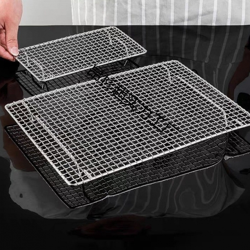 Stainless Steel Footed Cooling Net Flat Barbecue Net Oven Rack Bread Baking Water Filter Rack Oil Separator Net
