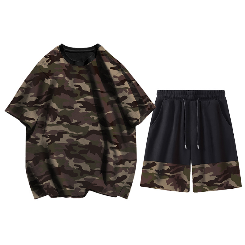 RT0534 short sleeve-RDK0934 shorts yellow camouflage short sleeve shorts versatile casual suit