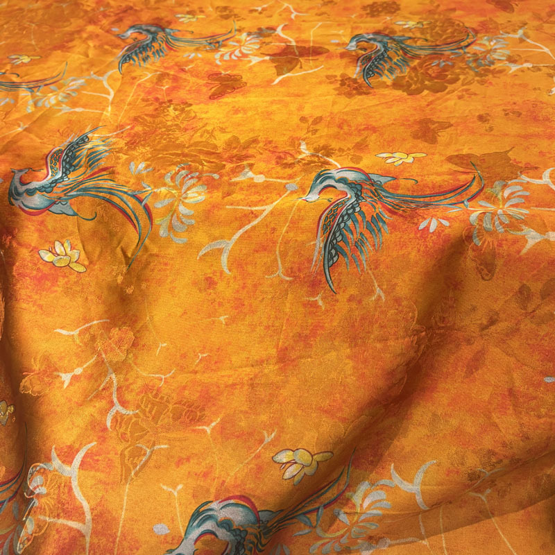 Phoenix Flower Blooming Fragrant Cloud Yarn Fabric Imitation Mulberry Silk Classy National Style Clothing Fabric Cheongsam Vest Cloth Head Wholesale