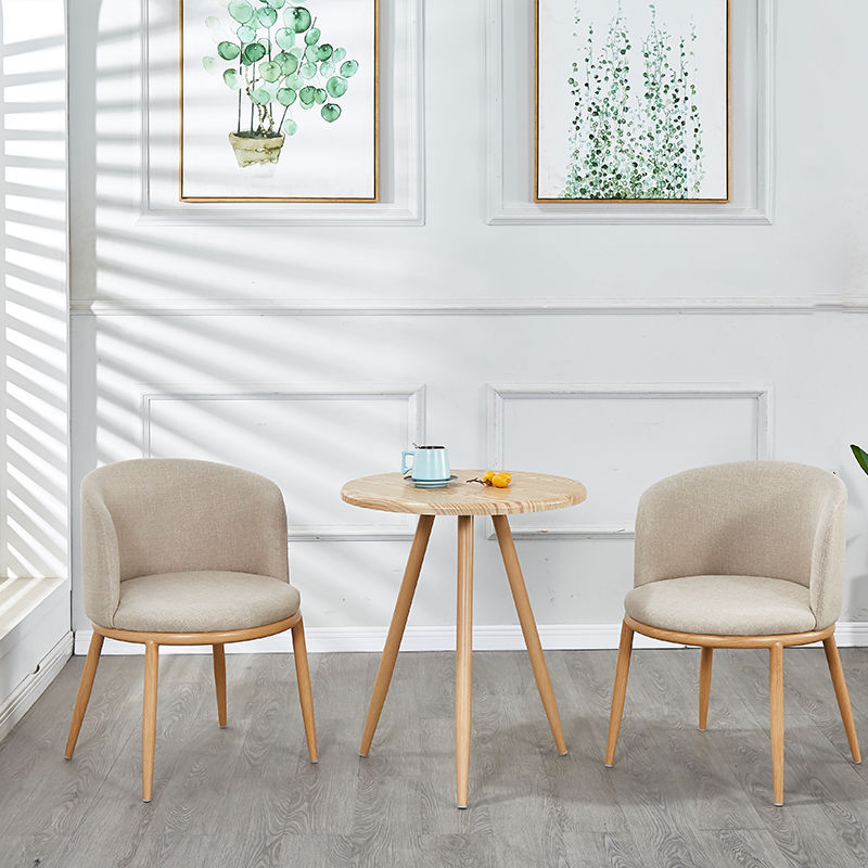 Chair Leisure Round Table Creative Nordic Negotiation Milk Tea Shop Imitation Dining Table and Chair Combination Solid Wood Modern Simple Small Apartment