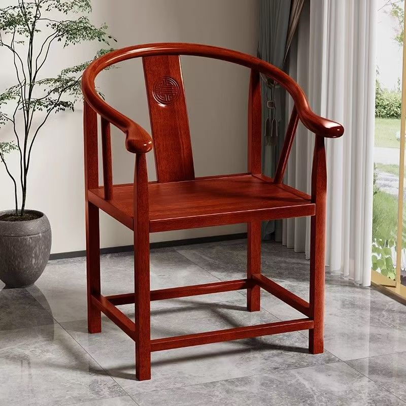 Solid Wood Circle Chair New Chinese Style Chair for Tea Drinking Home Restaurant Tea House Hotel Tea Table Dining Chair Master Chair Antique Chair