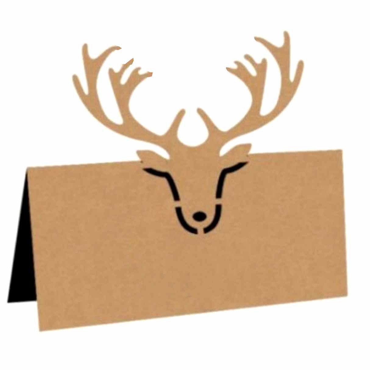 Christmas Fawn Seat Card Laser Hollow Elk Paper Card Holiday Name Card Kraft Paper Table Card Spot