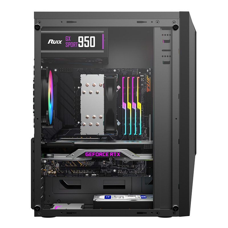 Cross-border desktop computer PC host Shell RGB colorful light bar ATX panoramic side transparent e-sports game case