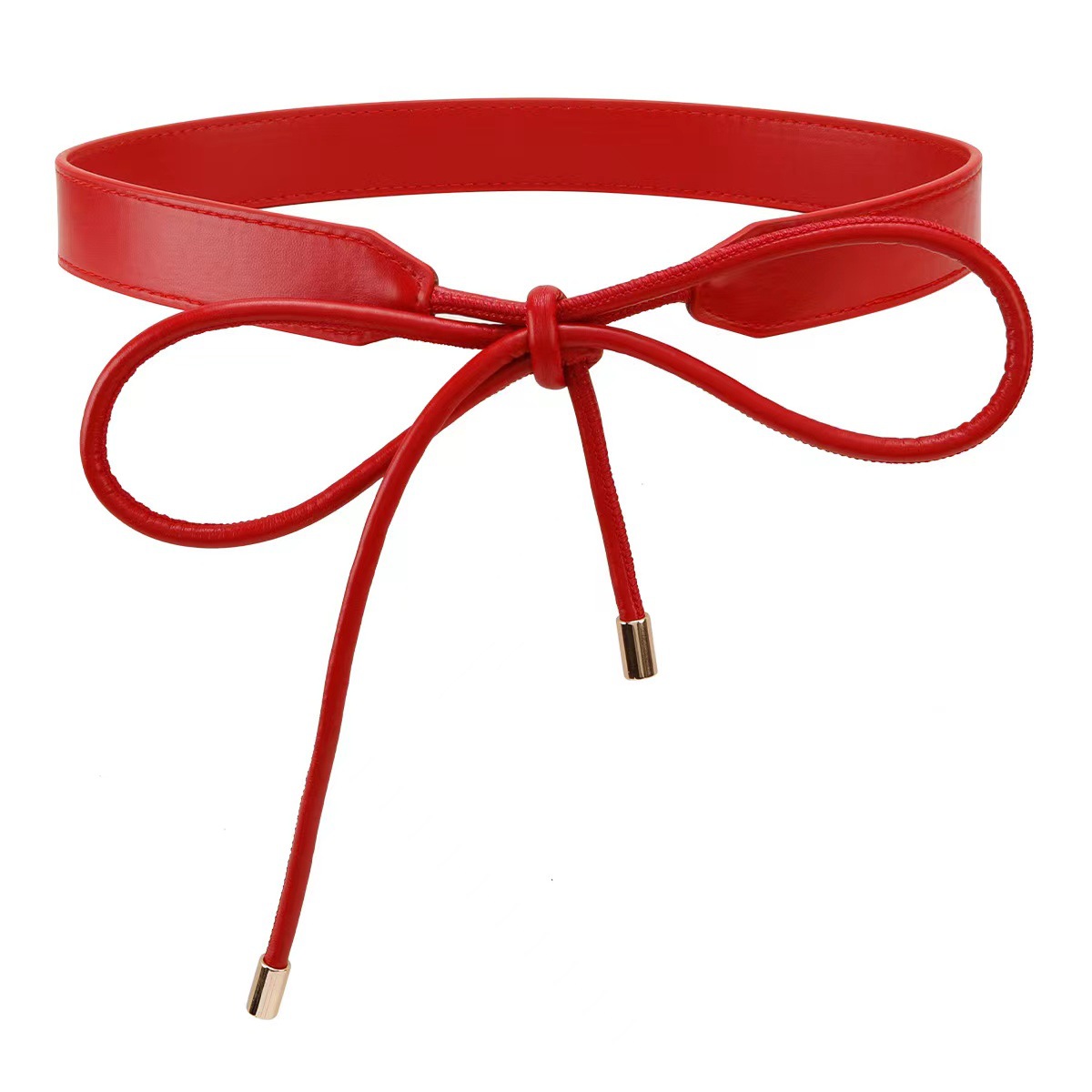 Korean Style Ins Style Imitation Leather Strap Belt Fashionable Bow Knotted Waist Rope Wear Skirt Waist Slimming Look Accessories