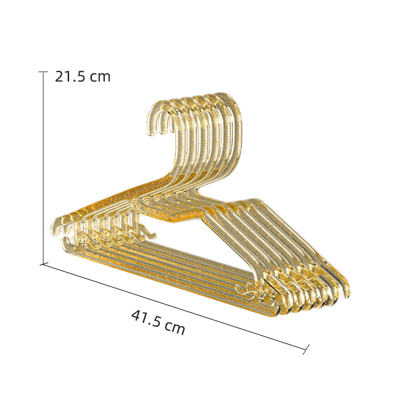 Ins Style Girl's Heart Transparent PET Glitter Powder Hangers Gold Powder Crystal Clothes Hangers Imitation Acrylic Clothes Hangers for Clothing Store