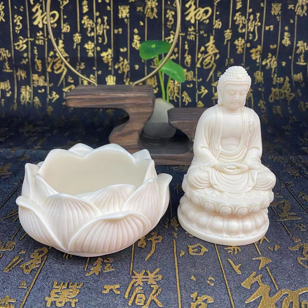 Ivory Fruit Carving Q Version Baby Buddha 240G/Set Great Sun Tathagata Sakyamuni Lotus Base Car Ornaments