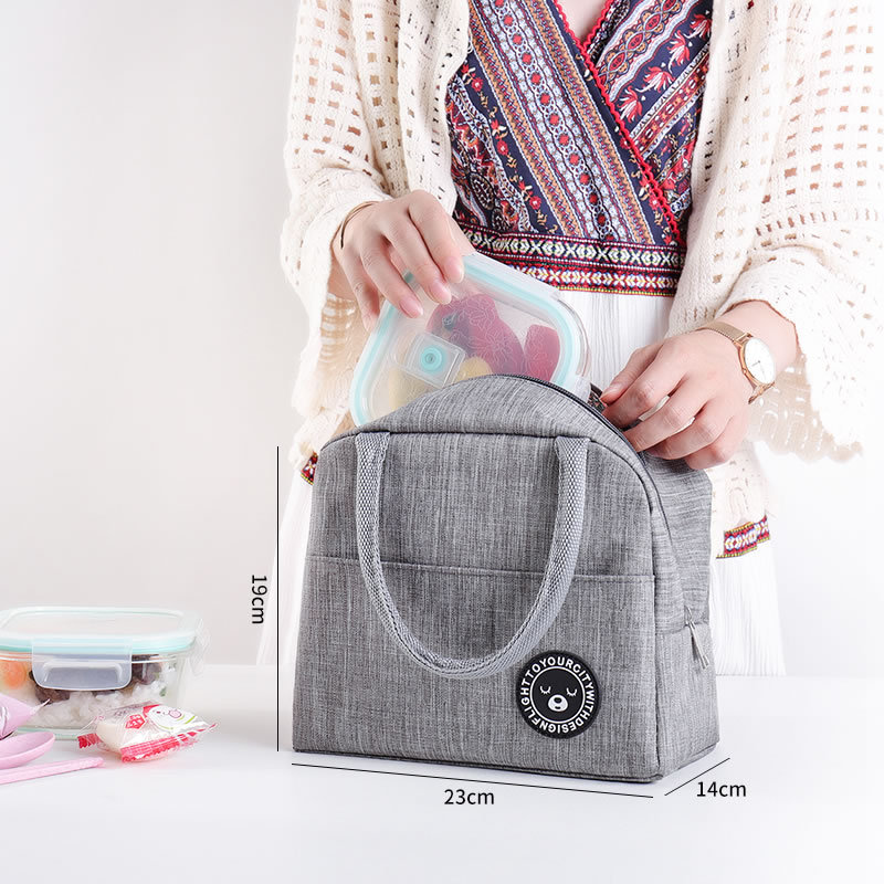 Lunch Box Bag for Primary School Students Waterproof Thickened Lunch Bag Lunch Bag Handbag with Rice Bag Oxford Cloth Bear Insulation Bag