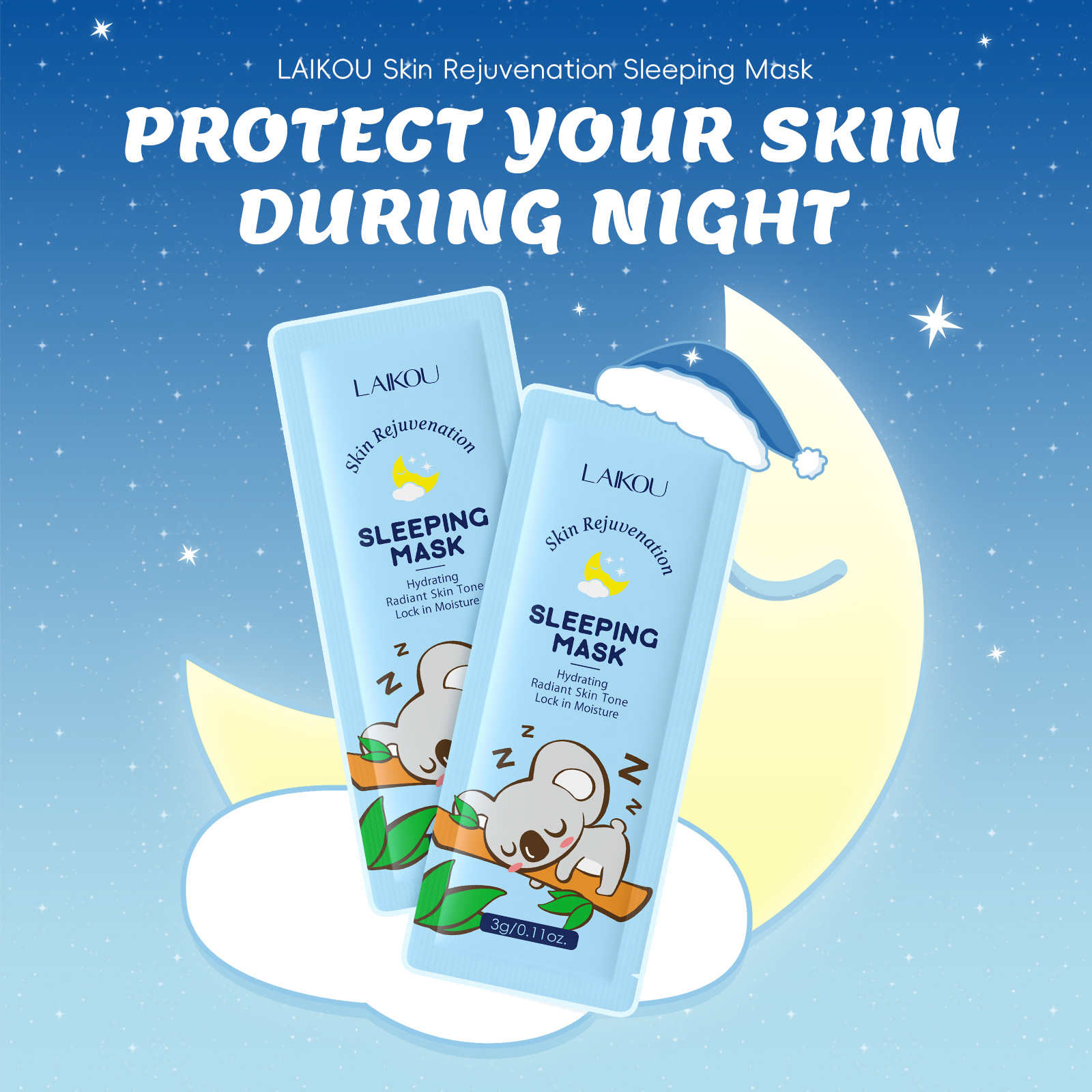 Laikou Koala Cares английская ночная маска 3г увлажняющая маска