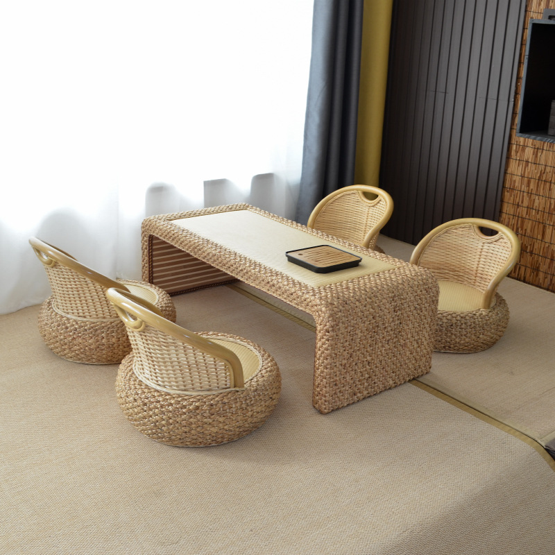 Rattan Tatami Coffee Table, Balcony Bay Window Table, Japanese-Style Small Table, Zen Tea Drinking Platform, Low Table Cp