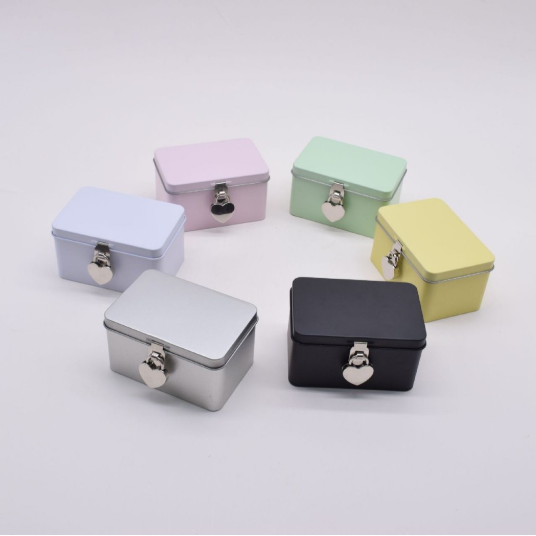 Ready Stock Lockable Storage Box Tinplate Can Desktop Storage Piggy Bank Card Password Lock Blind Box Storage Iron Box