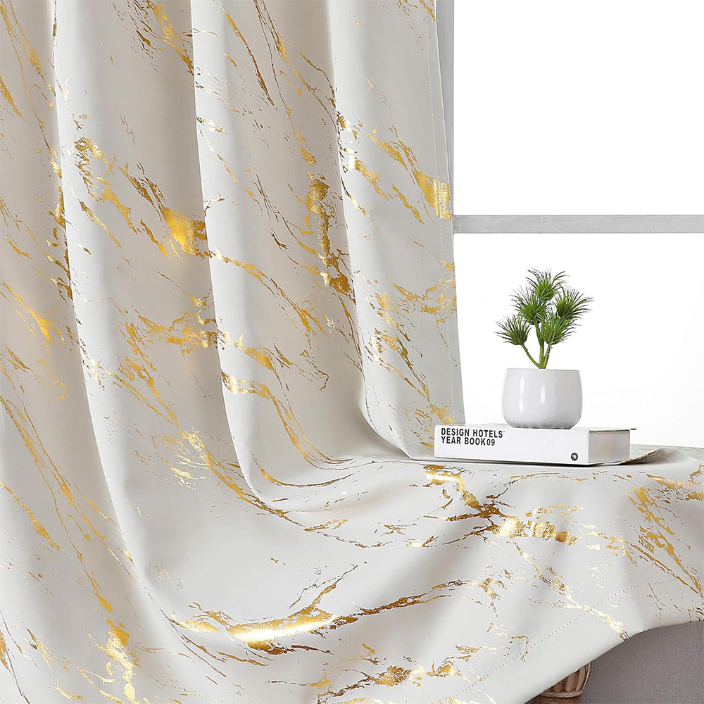 Customized Cross-Border Hot Stamping and Silver Pongee Full Blackout Curtain Fabric for Living Room and Bedroom Sun Protection Curtains Amazon