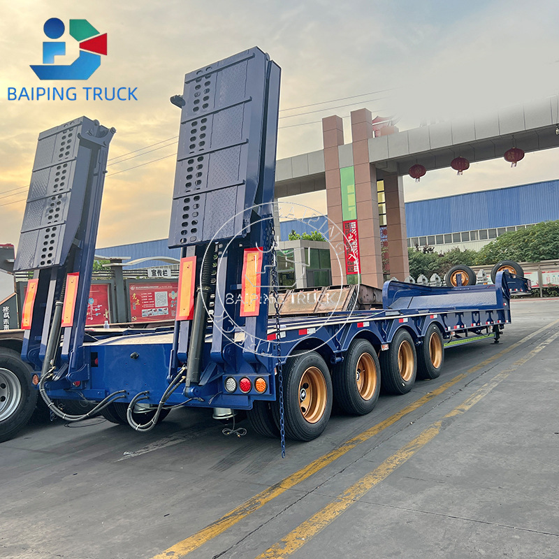 Export 4-Axis European Hook Machine Board Semi-Trailer, Gooseneck Low-Floor Trailer, Container Flatbed Transporter