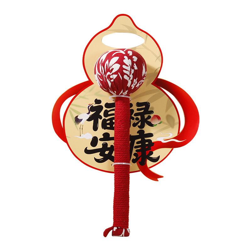 Auspicious and Healthy Back Card Style Souvenir Mugwort Hammer, Mugwort Health Hammer, Practical Small Gift, Red Traditional Style Mid-Autumn Festival Gift