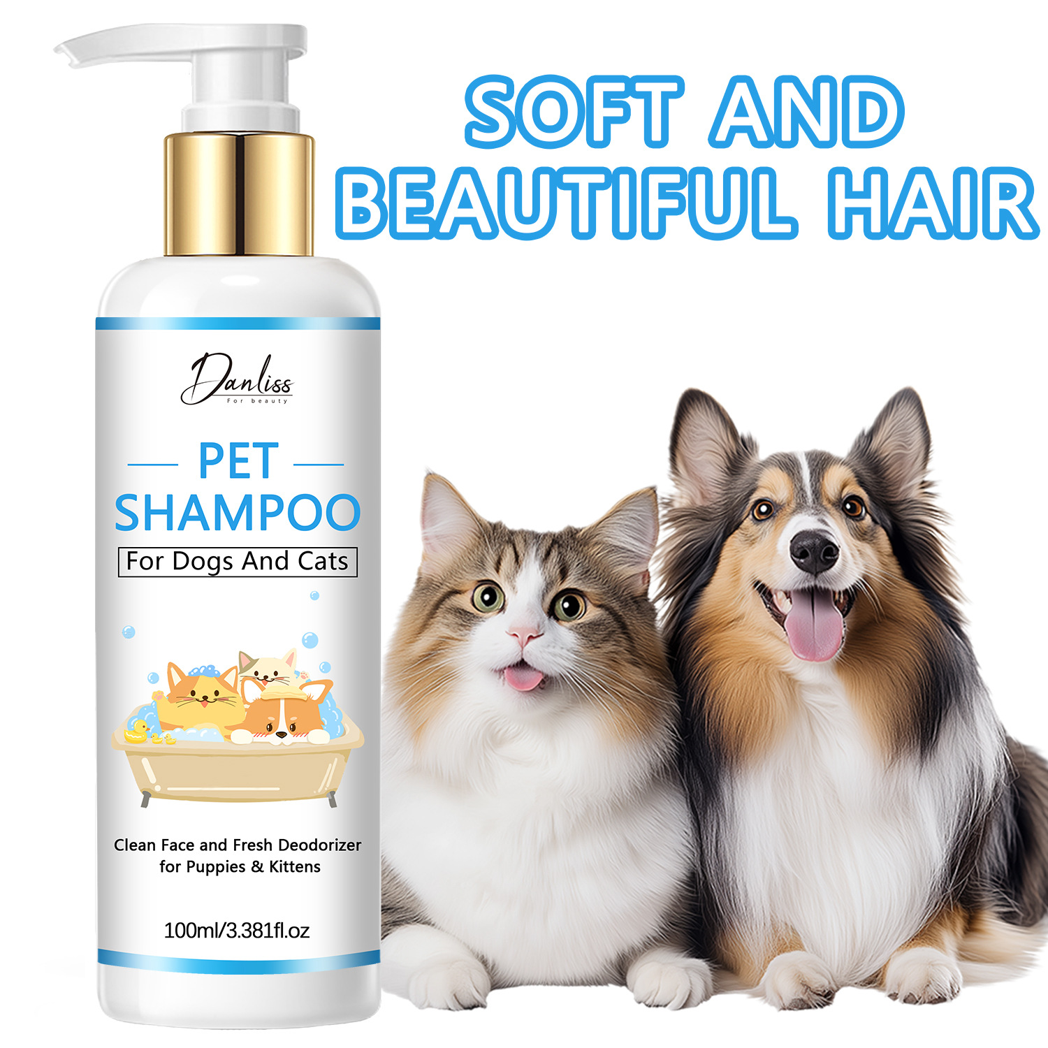 Cross-Border Pet Shampoo Cleans Head and Body, Deodorizes and Removes Odor, Universal Shampoo for Cats and Dogs