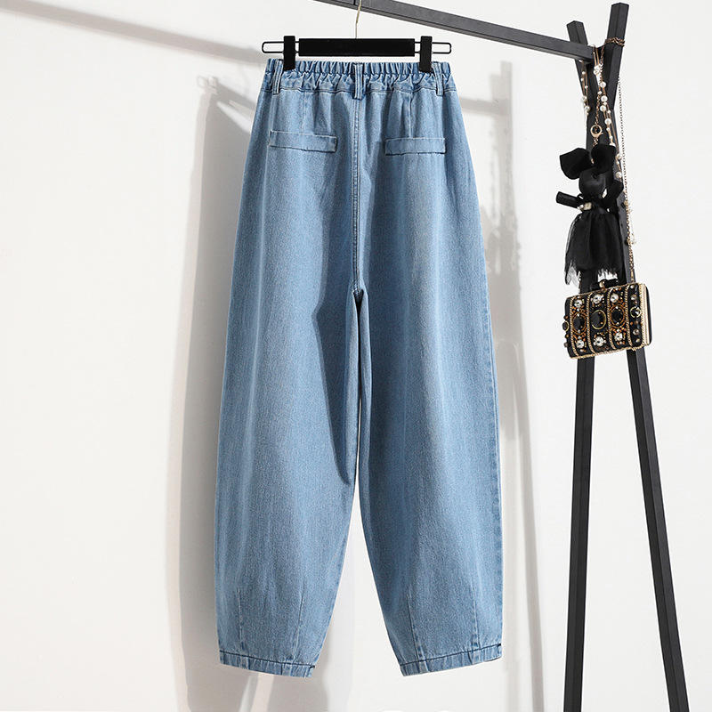 Large Size 2022 Autumn Trousers Harlan Pants High Waist Washed Nine-point Denim Washed Pants Women's Radish Pants Women