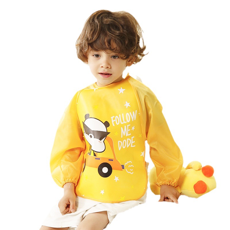 Baby eating coverall autumn boys and girls bib waterproof baby reverse dressing children painting apron protective clothing rice bib