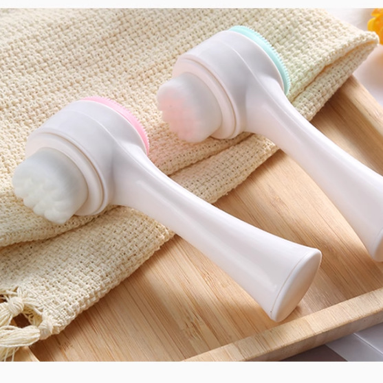 Двусторонняя щетка для умывания, мягкая силиконовая щетка, ручная щетка для умывания, глубокое очищение пор