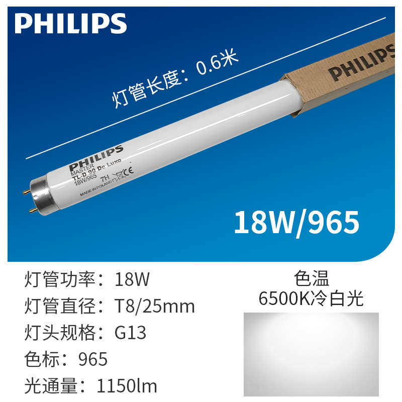 Philips Tl-D 18W/965 High Color Rendering Standard Light Source Color Matching Lamp Drawing Lamp