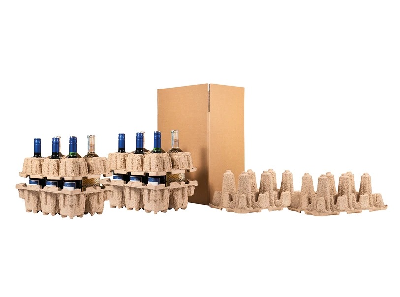 Chongqing Paper Tray Factory Custom Produces Red Wine Tray, Glass Bottle Protection Tray, Environmentally Friendly Degradable Packaging Tray