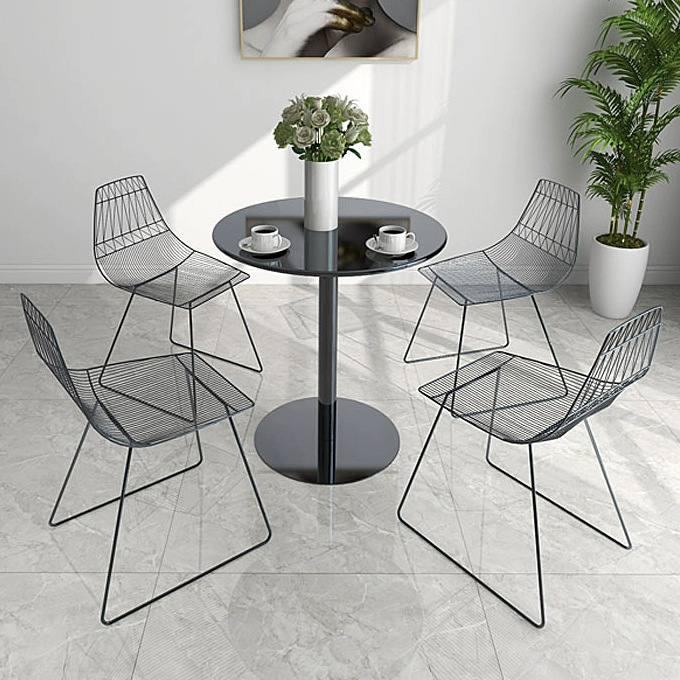 M& Milk Tea Shop Internet Celebrity Ins Style Round Table Small Coffee Table Simple Modern Home Side Table Casual Iron Art Photo Round Dining Table