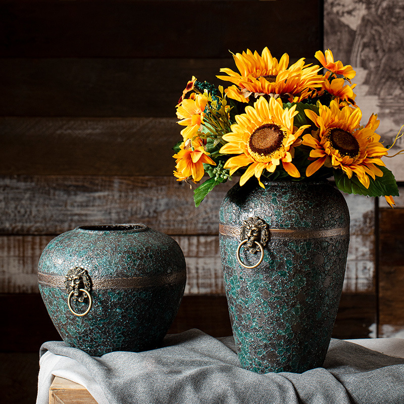 Jingdezhen New Chinese Style Retro Old Done Zen Style Entrance Living Room Home Decoration Insert Dried Flower Water Raising Ceramic Vase