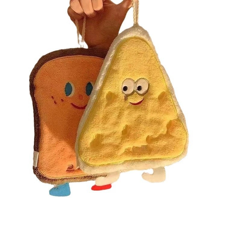 Cross-Border Baked Cheese Cartoon Hand Towel New Hanging Hand Towel Quick-Drying Rag Children's Thickened Coral Velvet Handkerchief