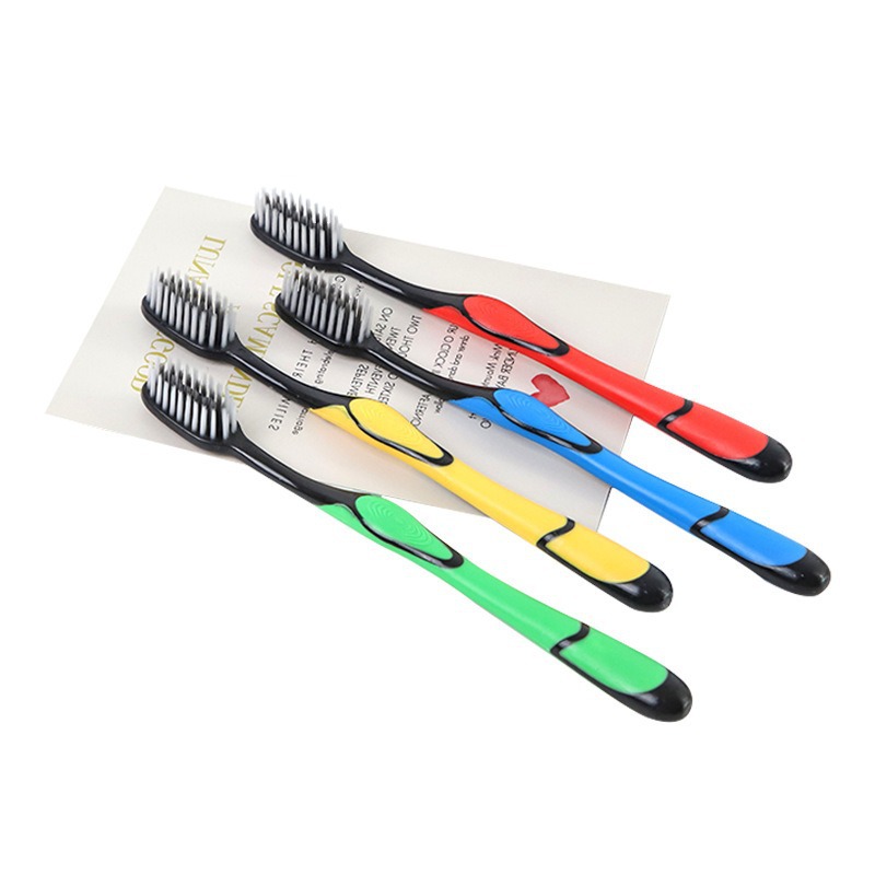 Double cleaning toothbrush soft fine hair suit bamboo charcoal oral care long charcoal combination family soft hair toothbrush