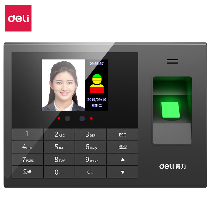 Deli Fingerprint Attendance Machine Work Card Machine Fingerprint Face Recognition Mobile Phone WiFi Sign-in Machine Networking Fingerprint Machine