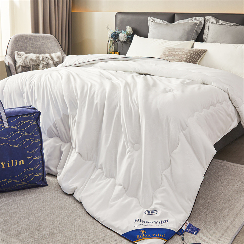 Hilton Hotel Silk Quilt Imitation Mulberry Silk Warm Quilt Core Spring and Autumn Thickened Winter Quilt Group Buying Gift Quilt Wholesale