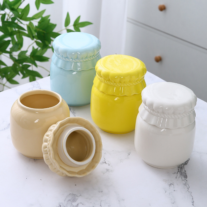 Cross-border ceramic sealed tank with silicone ring food tank large capacity with lid seal