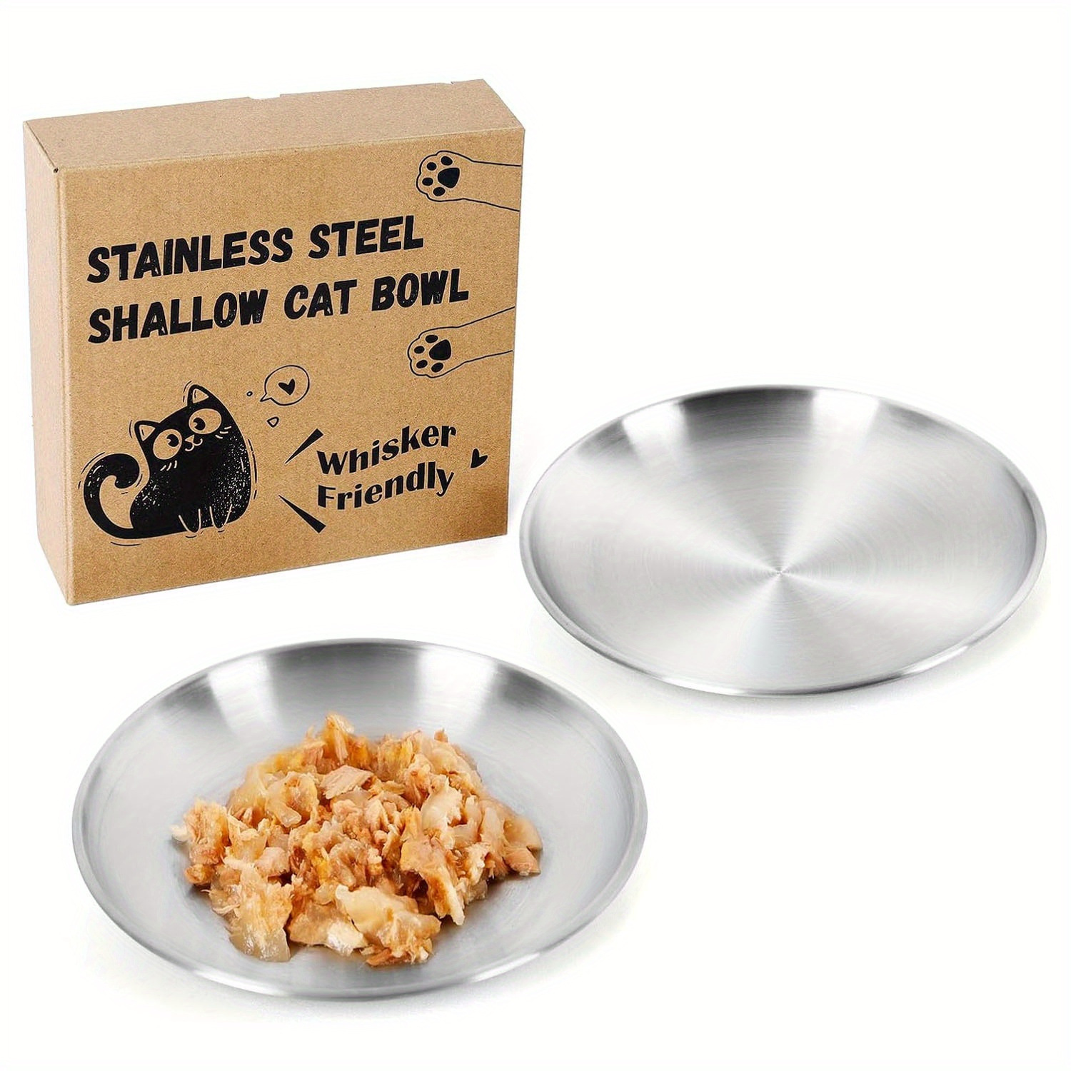 2025 New Cross-Border Dropshipping 2 Stainless Steel Pet Feeding Trays Are Durable and Reusable