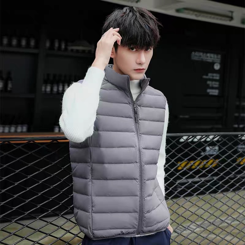 2024 down Jacket Vest Men's Thin down Vest Casual Sleeveless Short Stand Collar Autumn and Winter Large Size Jacket Trendy