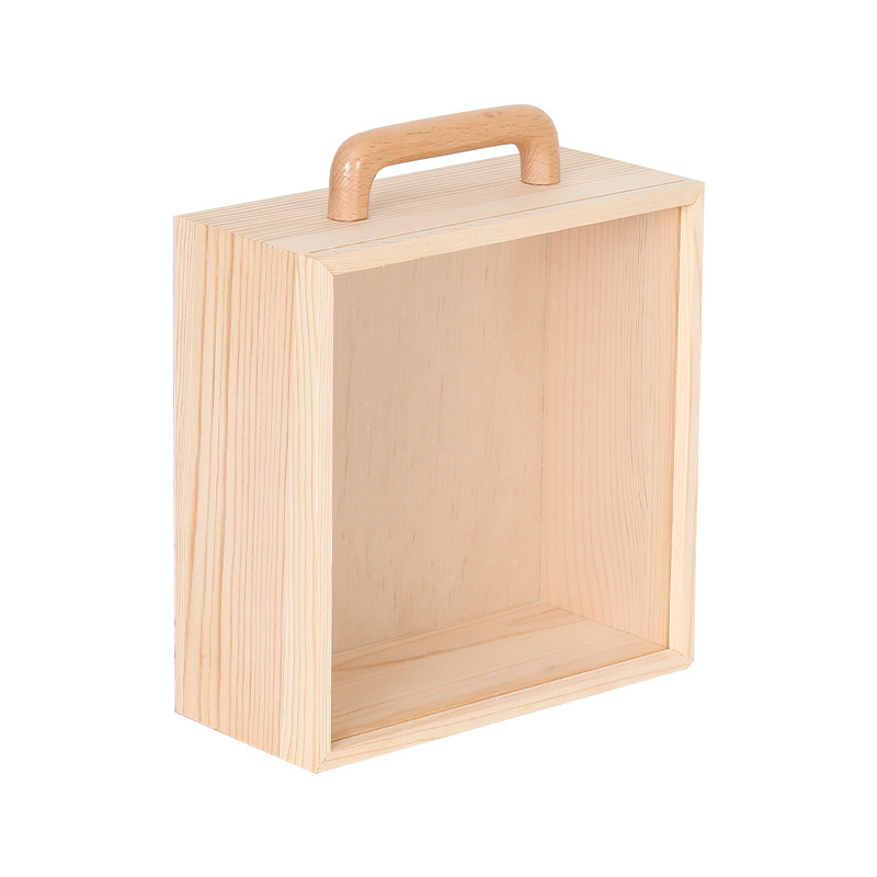 Wooden hand-held gift wooden box candy box high-grade transparent acrylic cover wedding gift bridesmaid gift box