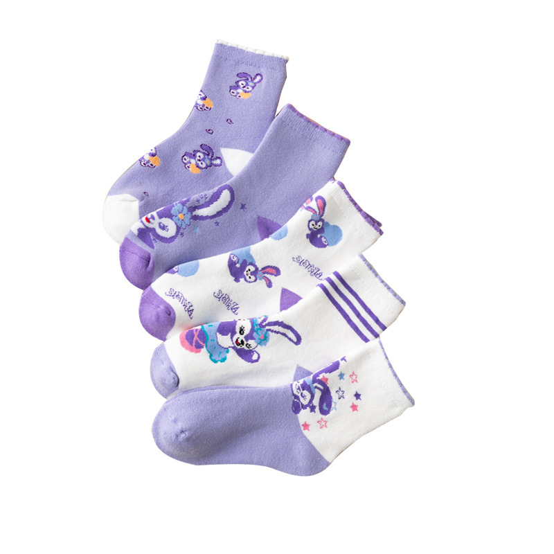 Children's socks spring, autumn and winter boys' and girls' Princess lace children's cartoon mid-calf socks