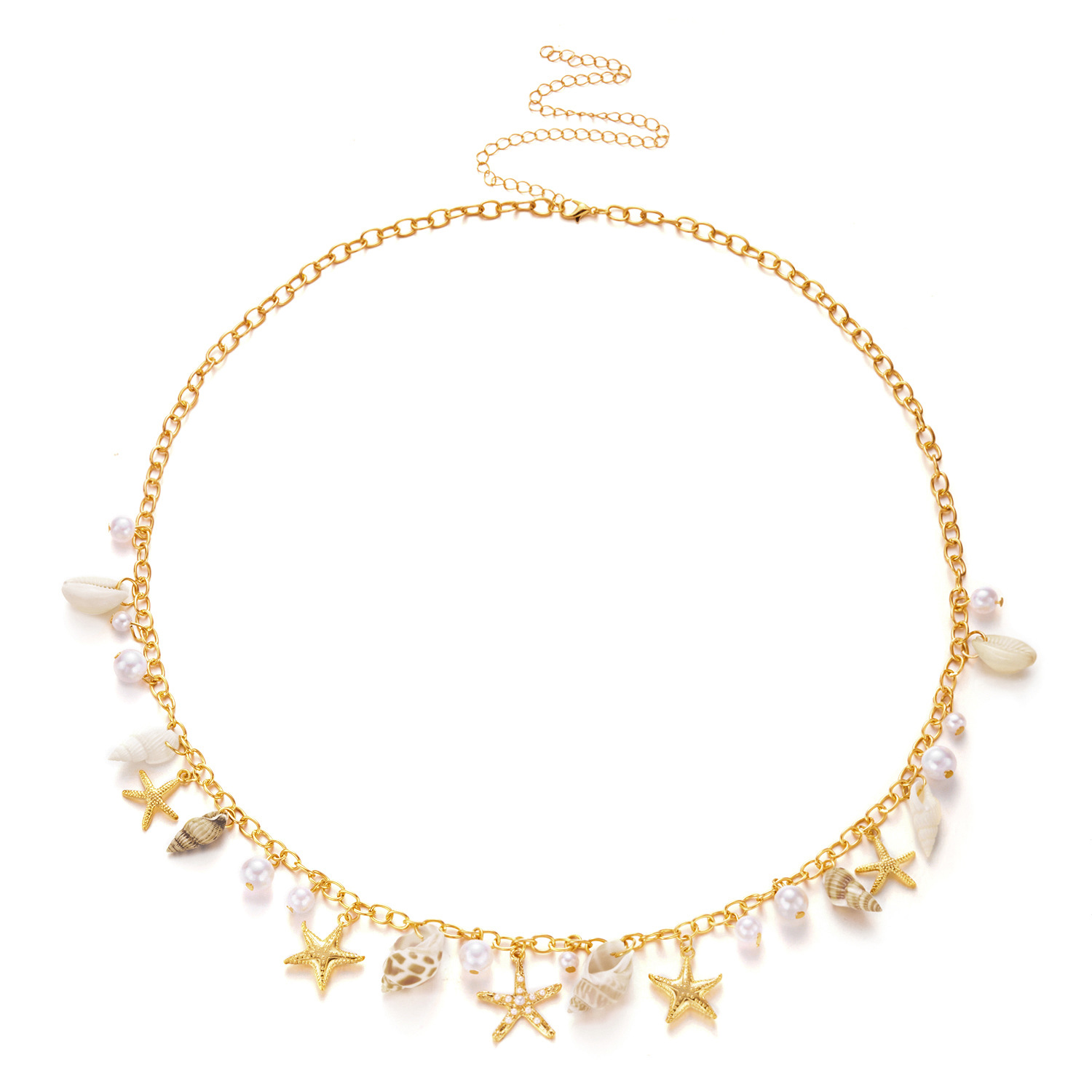 Cross-border New Summer Beach Shell Waist Chain Bohemian Style Seaside Vacation Starfish Conch Pendant Body Chain