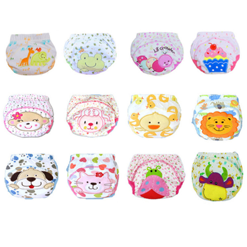 Мультяшные подгузники для детей, обучающие штаны, дышащие многоразовые подгузники