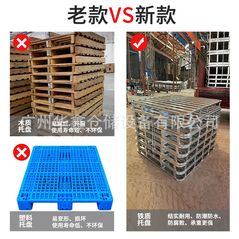 Guangdong Manufacturer Wholesale Heavy Duty Metal Forklift Pallet Warehouse Iron Pallet Moisture-Proof Steel Logistics Pallet Platform Board
