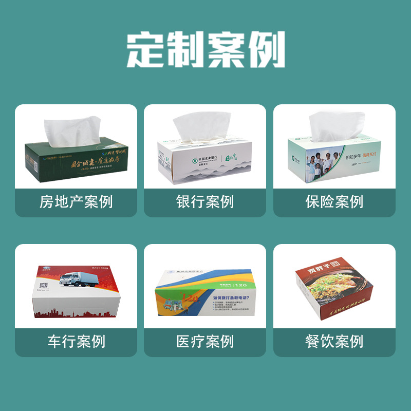 Customized Hard Box Paper Towels for Real Estate Companies, Car Dealerships, Banks and Insurance Advertising Paper Towels, Customized Raw Wood Pulp Paper Towels