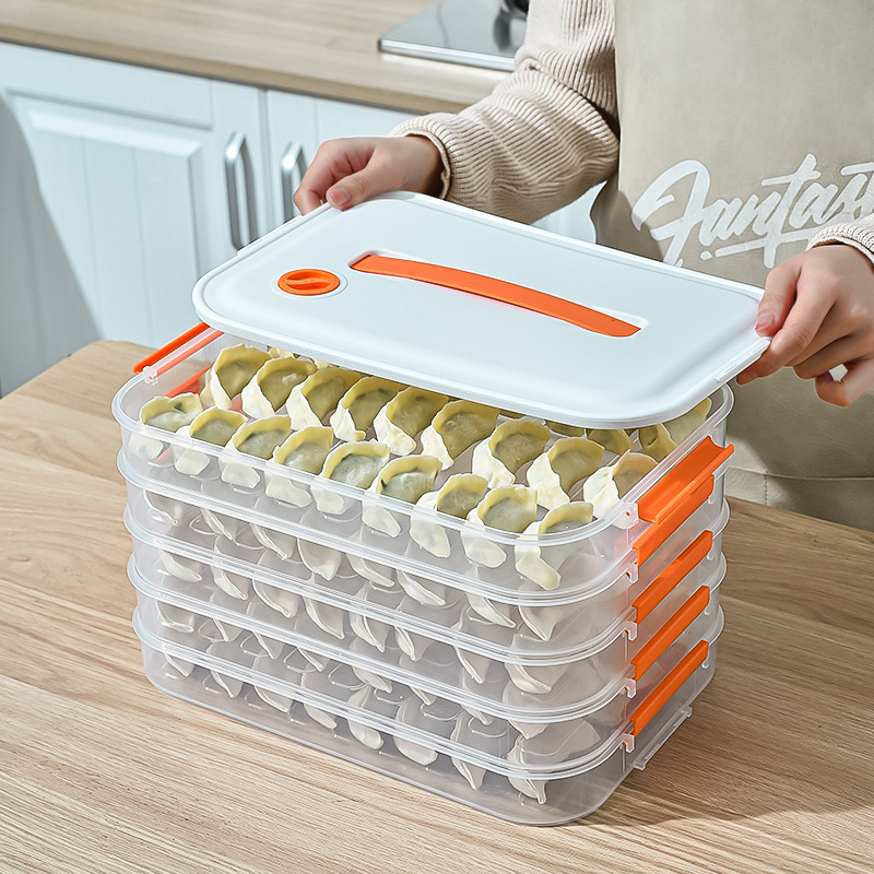 Household Large Capacity Dumpling Frozen Portable Preservation Box Special for Refrigerator Quick-frozen Dumpling Multi-layer Storage Box with Timing