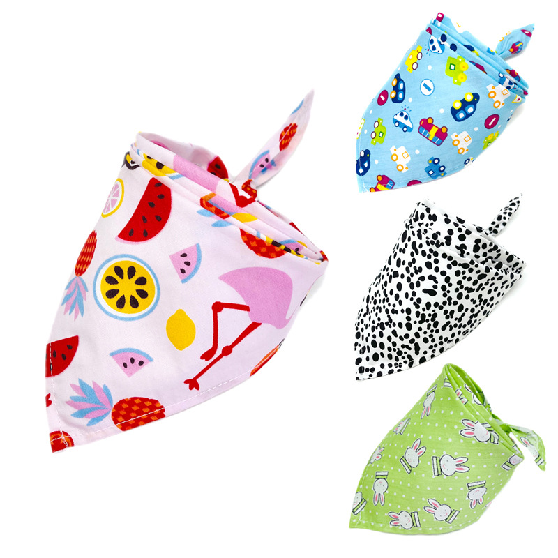 Twill Cotton Pet Dog Triangle Scarf Lace-Up Kidsren's Saliva Scarf Baby Baby Head Scarf Independent Bag